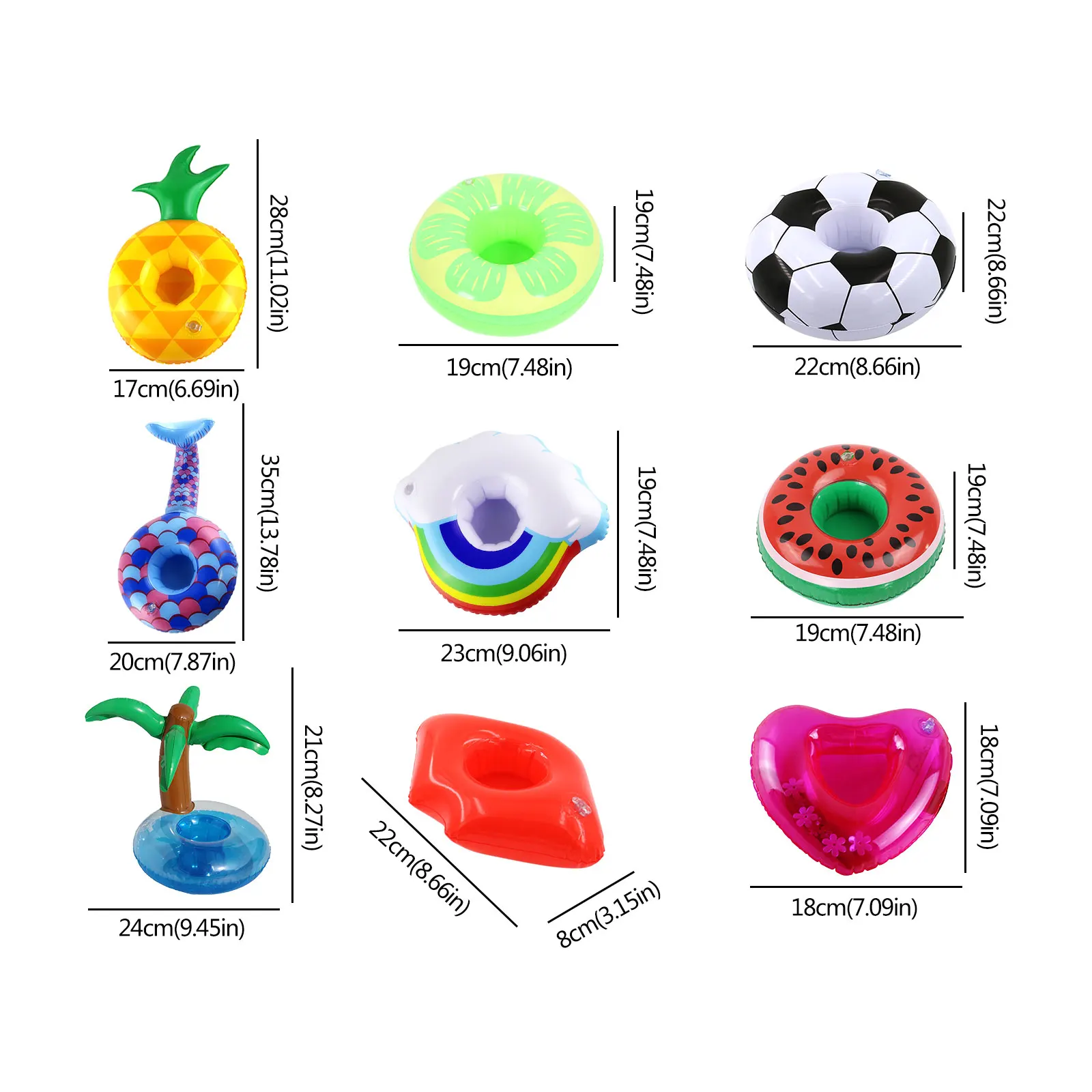 

9 Pack Inflatable Drink Holder, Portable Floating Beverage Pool Float Cup Holder, Summer Beach Water Fun Accessories