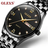 olevs luxury quartz watch men fashion business wristwatch stainless steel clock life waterproof montre homme relogio masculions