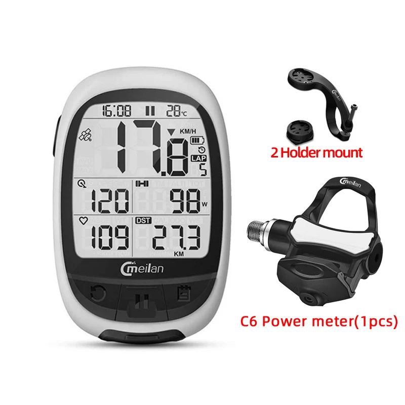 with power meter Meilan M2 gps велосипедный компьютер беспроводной скорость метр BLE4.0/ANT+ велосипед одометр скорость/датчик Каденции пульсометр опционально - Цвет: with power meter