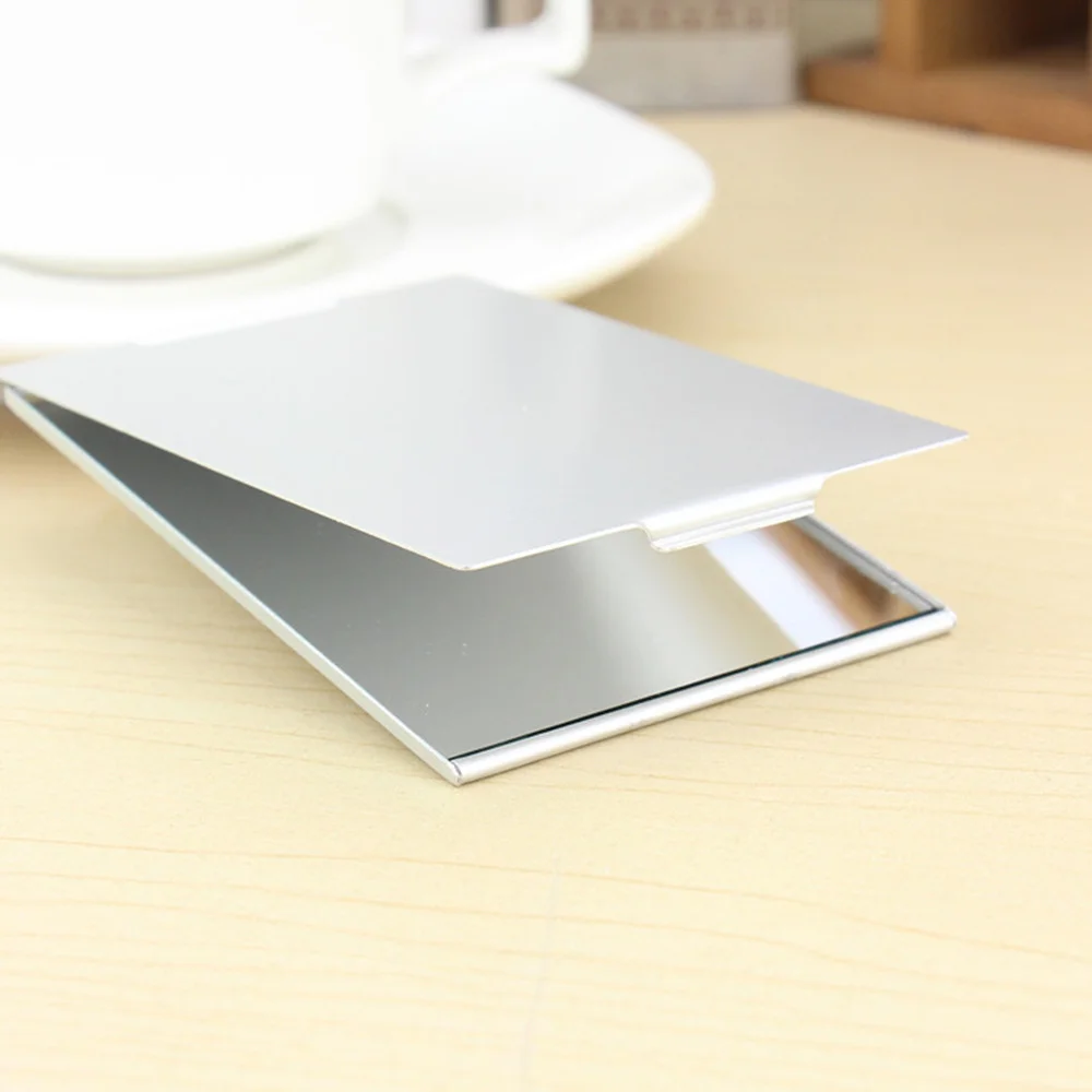 

2pcs Ultra-thin Aluminum Mirrors Portable Makeup Mirrors Foldable Cosmetic Mirror for Girls