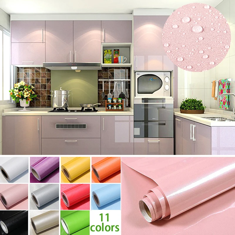 

High Glossy Wallpaper DIY Decorative Kitchen Cabinet Old Furniture Renovation Waterproof Stickers Self-adhesive Wallpaper Decor