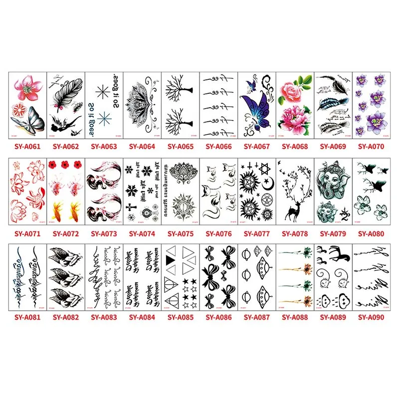 30 шт./компл. тату наклейки бабочки Дракон временная татуировка животные