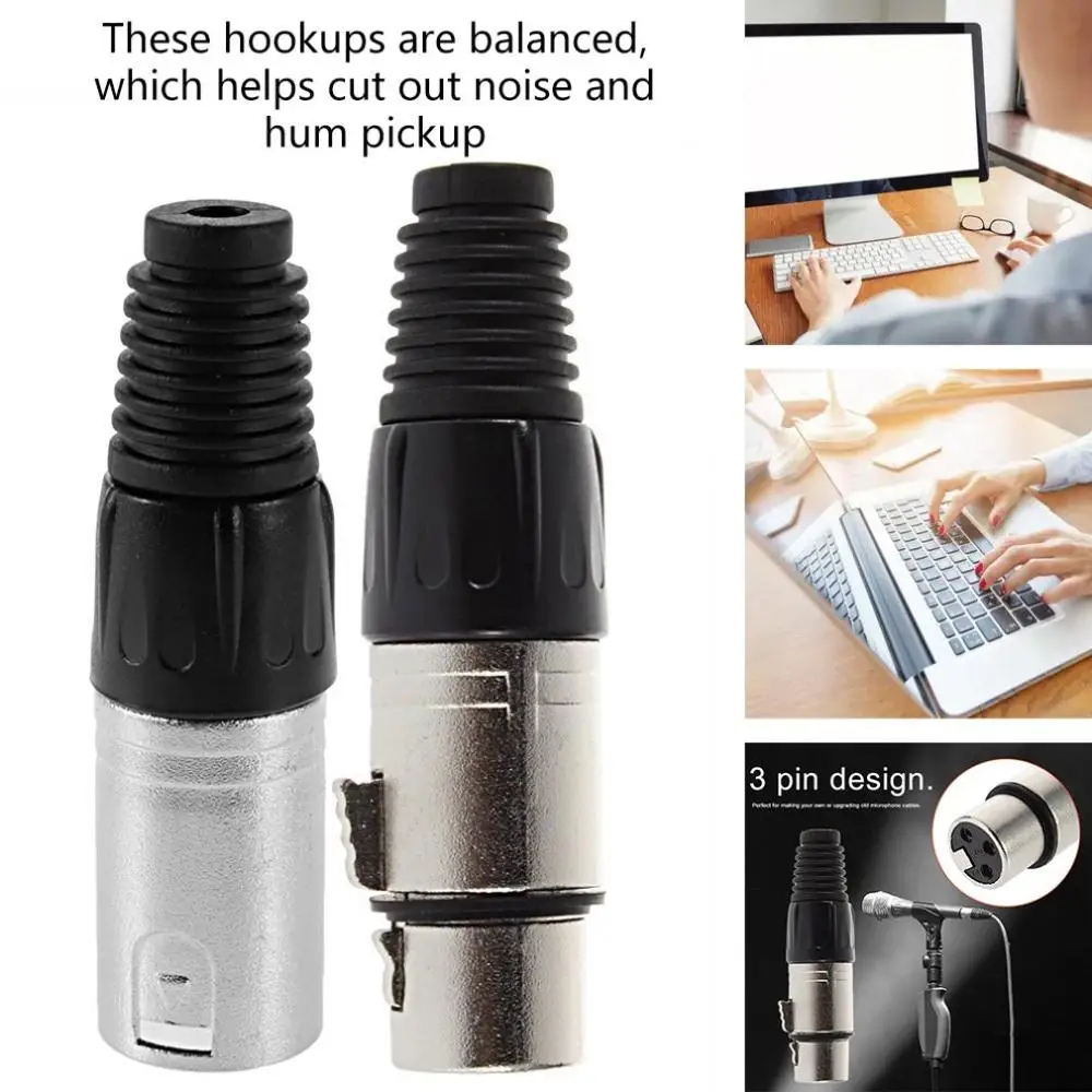 

1Pcs Type Mic Microphone XLR Male 3-Pin Audio Cable Connector Solder Sound Cannon Cable Plug for Audio Karaoke Microphone