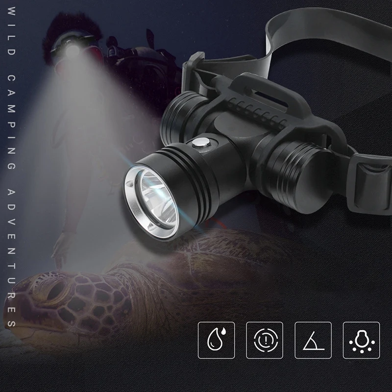 

Diving head light lamp Underwater Headlight Scuba Head Flashlight Torch Waterproof IPX8 Lamp Light