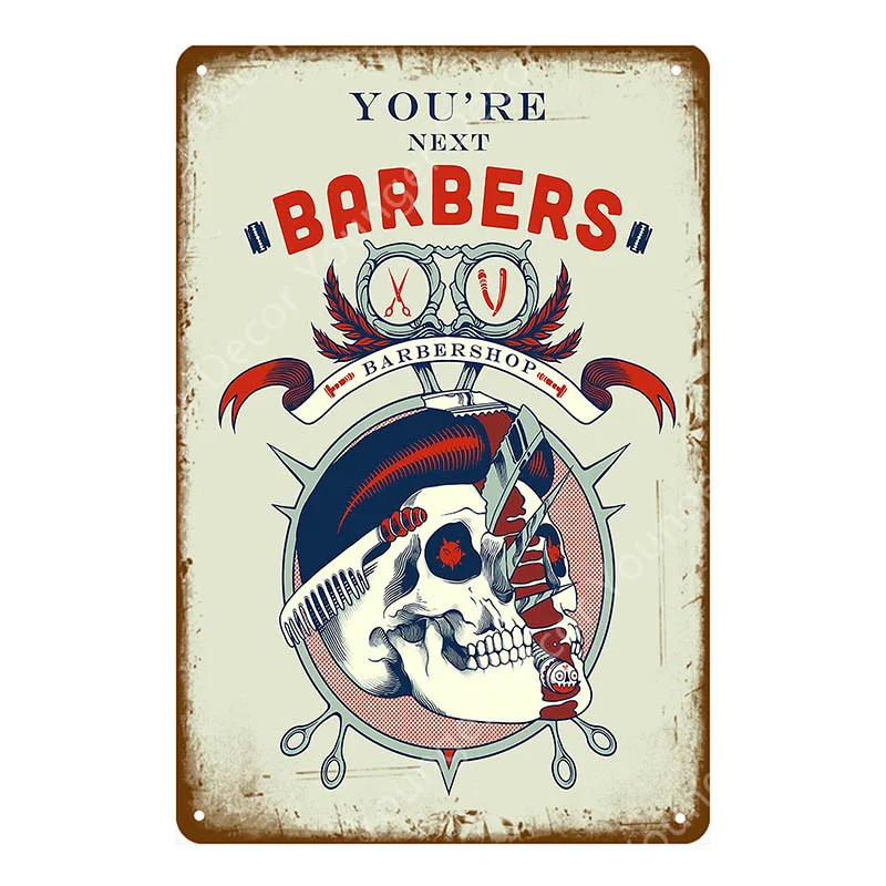 Barber Shop Metal Signs Haircuts And Shaves Advertising Decorative Board Home Wall Decor Hairdresser Gift Vintage Poster YI-165 - Цвет: YD7784BI