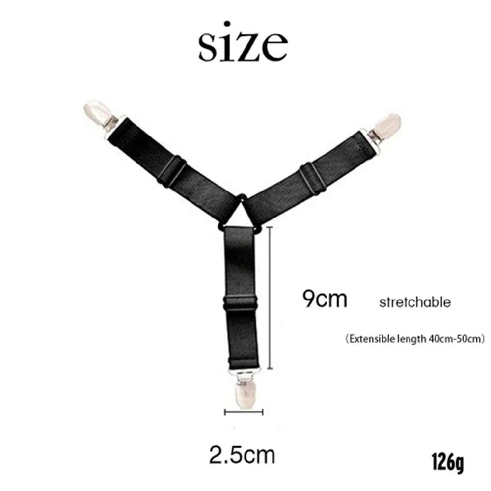 1pcs Black 1/4 шт. тканевый ремешок без шнуровки, крепежный зажим, эластичный ремешок, мебельный держатель, зажимы для матраца, 14-25 см, регулируемый - Цвет: 1pcs Black
