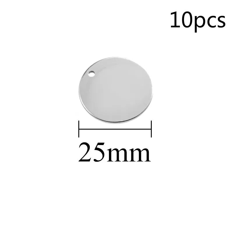 25mm 10pcs Нержавеющая сталь, металлическим украшением и закругленным штамповки пустые теги металла для изготовления бижутерии поставка Accessori6/8/10/12/14/15/18/20/25/30/40 мм - Окраска металла: 25mm 10pcs