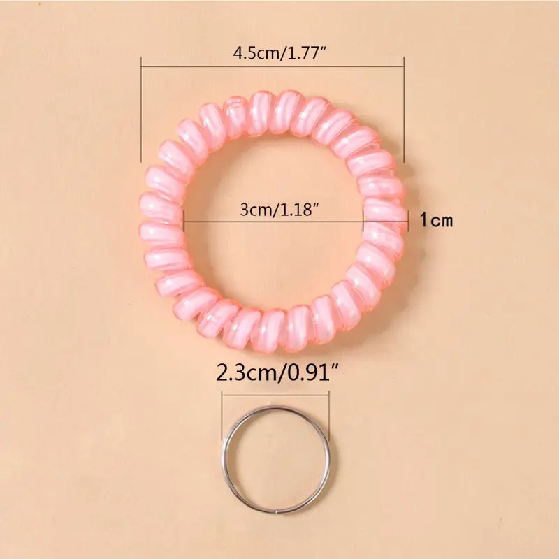 

5Pcs Mixed Wrist Coil Keychains Stretch Wristband Key Ring For Gym Pool ID Badge