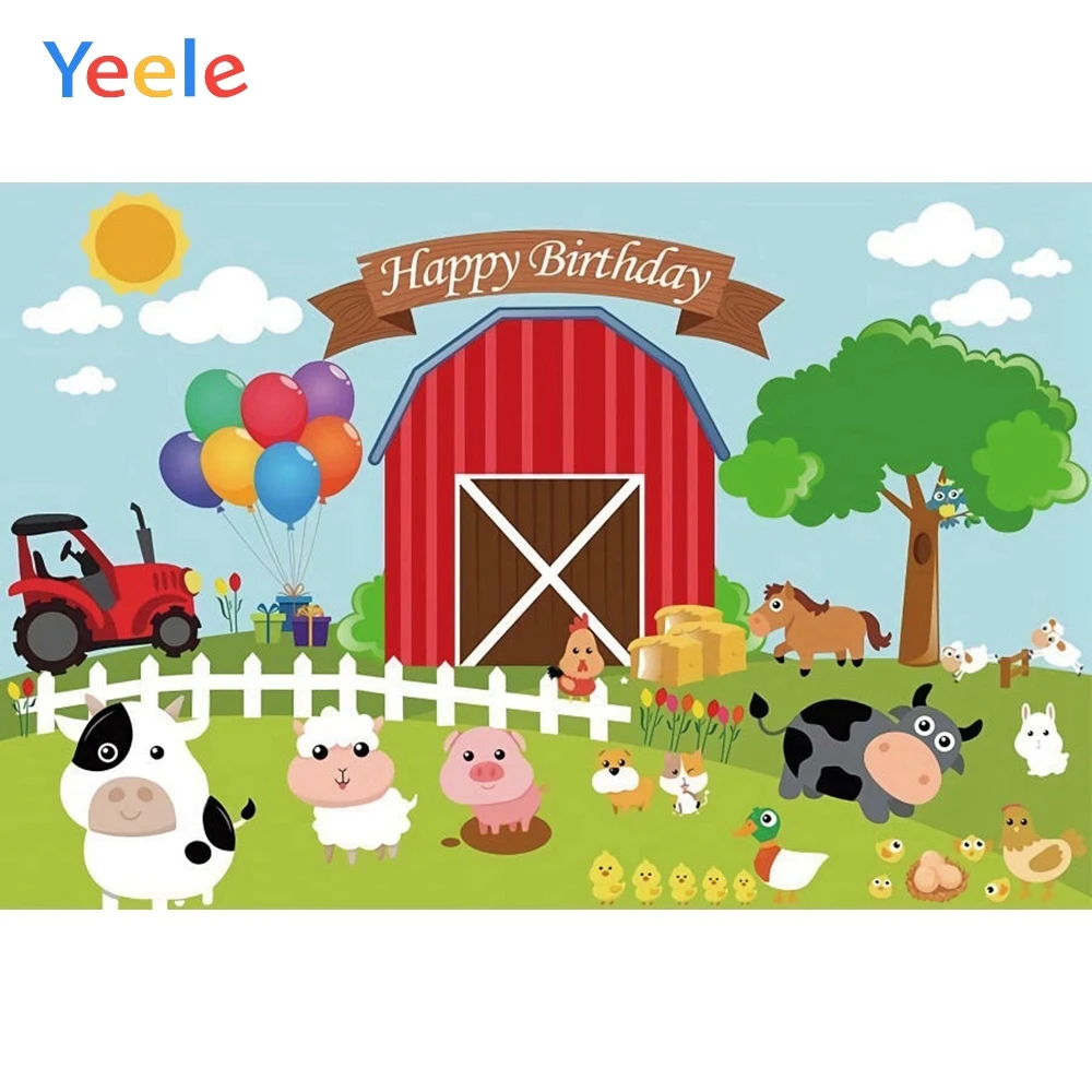 Yeele мультфильм Ферма Животных фон новорожденный Беби Шауэр Детский День Рождения фотография фон винил для фотостудии реквизит
