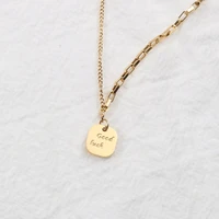 high end stainless steel jewelry good luck tag pendant necklace for women