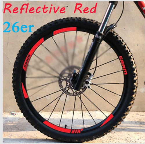 26er Refle Red MTB обода колеса наклейки для горный велосипед замена Светоотражающие Fluo Гонки Велоспорт грязи виниловые обода наклейки - Цвет: 26er Refle Red
