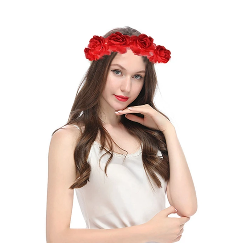 Венки цветов в стиле бохо на весну 2021 года: романтические венки на свадьбу с искусственными розами и гирлянды из цветов для пляжа в Гаваях.