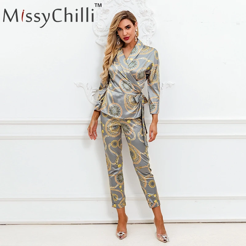 Женский атласный комбинезон MissyChilli винтажный с цветочным принтом поясом и