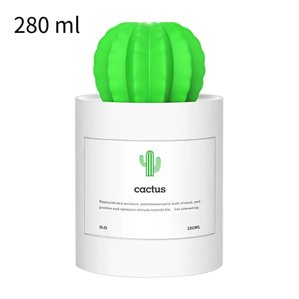White NO Light 280 ml USB увлажнитель воздуха кактус сроки ароматерапия диффузор тумана, Fogger мини Арома диффузор с ночник для дома - Цвет: White NO Light