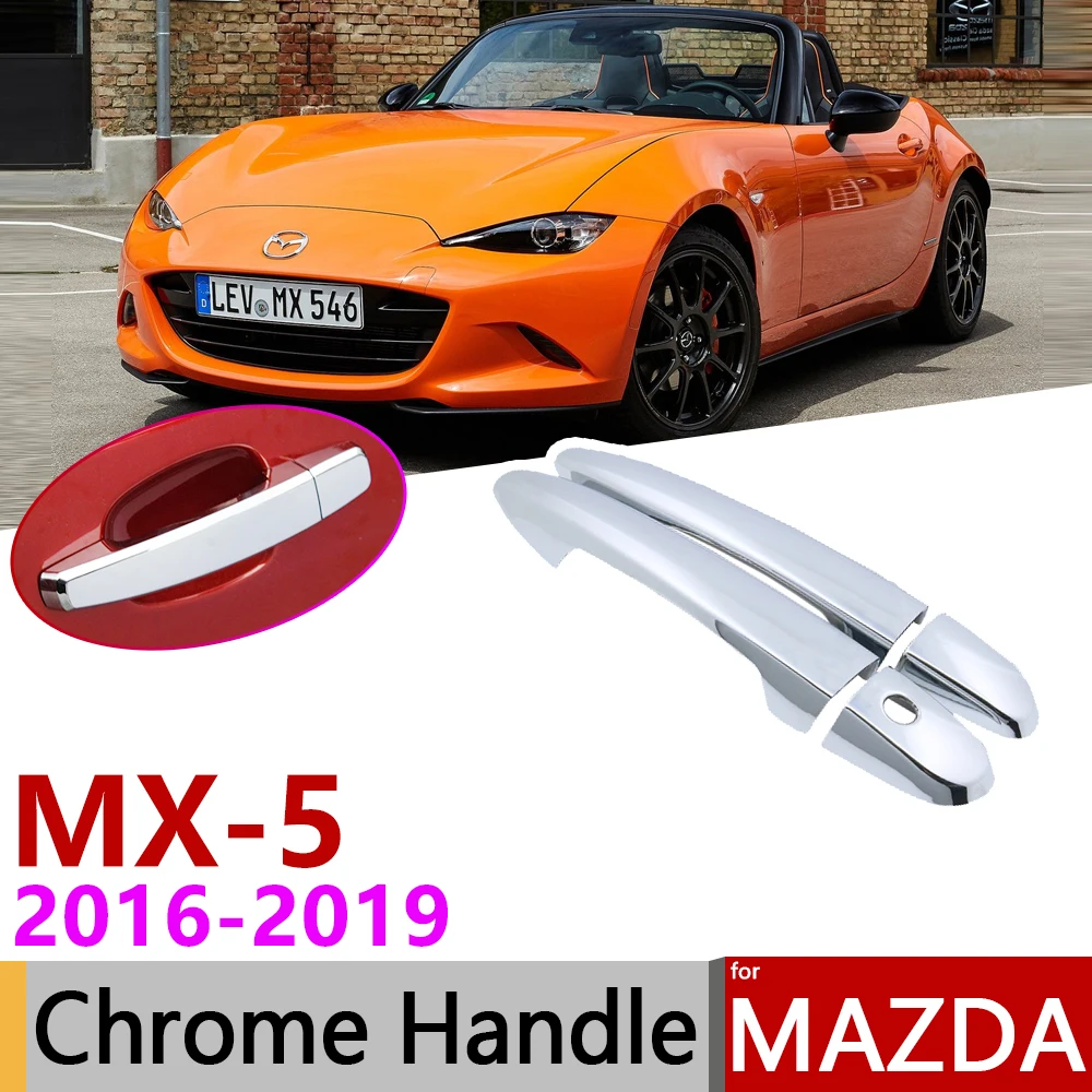 for Mazda MX-5 MX 5 MX5 ND 2016~2019 Chrome Exterior Door Handle Cover Car Accessories Stickers Trim Set of 4Door 2017 2018 | Автомобили и