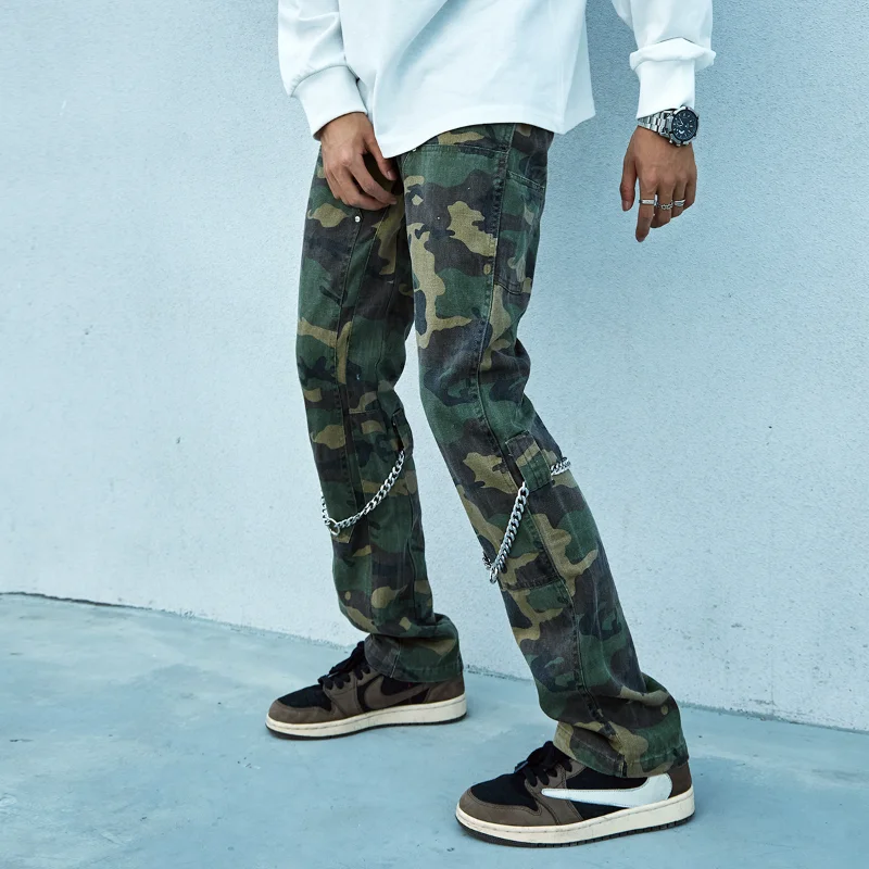 2022 New Arrival Army Green Cotton Men Tactical Military Cargo Pants Chain Camouflage Long Trousers For Teens Pantalones Hombre