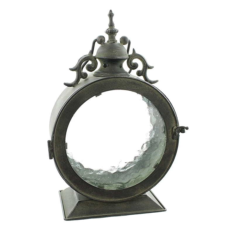 

European style simple iron hanging wind proof lamp, Candlestick decoration, glass lantern, horse lantern decoration
