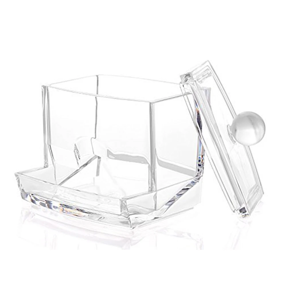

Cotton Pad Holder Acrylic Container Crystal Cosmetic Storage Box Plastic Makeup Case Bathroom Jewelry Holder Candy Pad Organizer