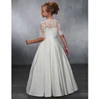 Новое поступление, кружевные бальные платья принцессы с аппликацией, Цветочное платье для девочек, наряды для свадьбы, первого причастия, платья для девочек