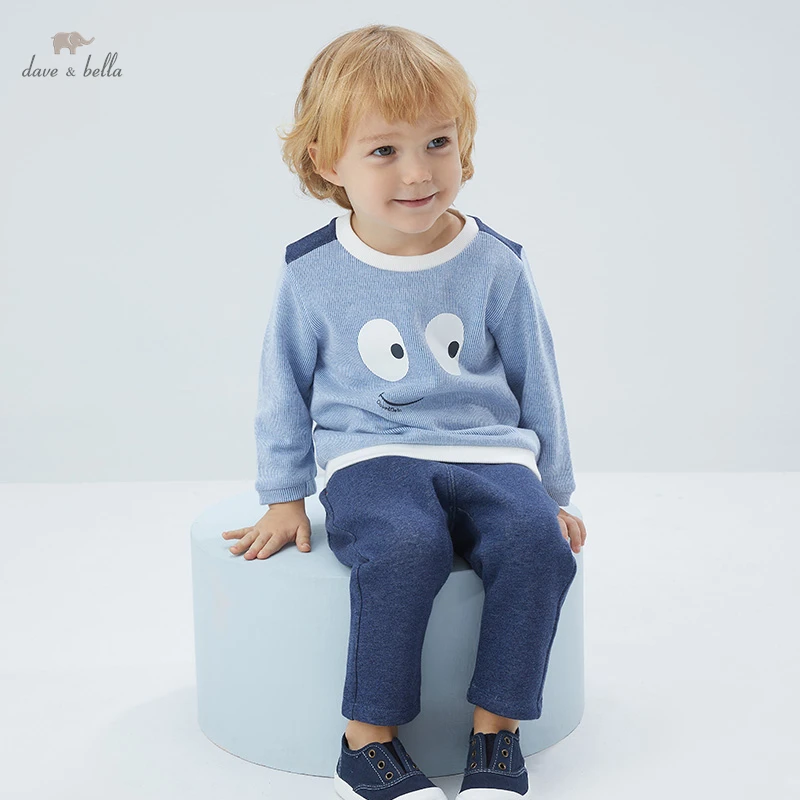 

DB17687 dave bella spring baby boys casual cartoon print clothing sets kids fashion long sleeve sets children 2 pcs suit