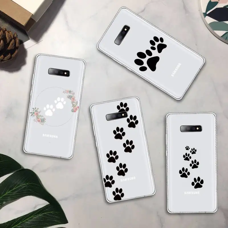 

Cat Dog Paw Animal Phone Case Transparent For Samsung Galaxy A71 A21s S8 S9 S10 plus note 20 ultra