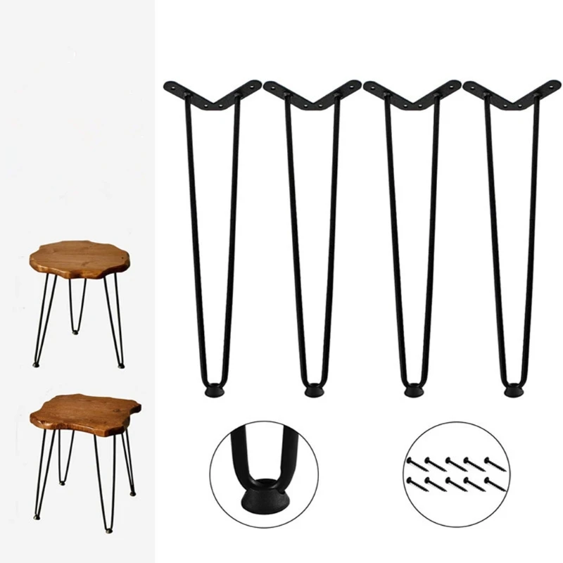 

4 Pack DIY 8" Black Furniture Legs Cabinet Cupboard Metal Hairpin Table Legs