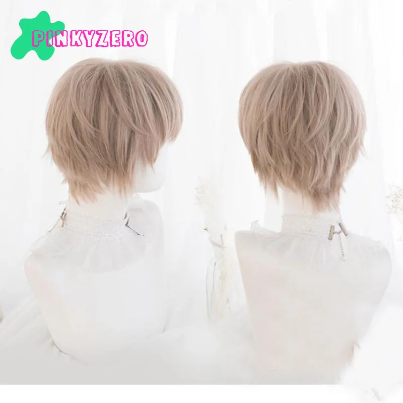 

Men's Short Wig Harajuku Fringe Synthetic Kawaii Khaki Girl Women Halloween Daily-wear Christmas Boy Cool Wig