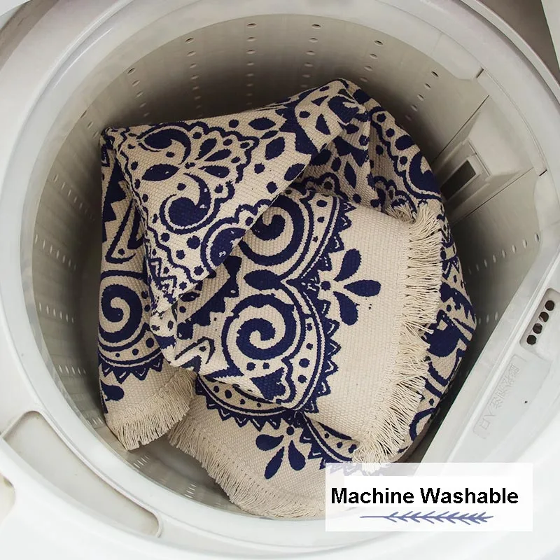 Классический круглый ковер в богемном этническом стиле красная синяя