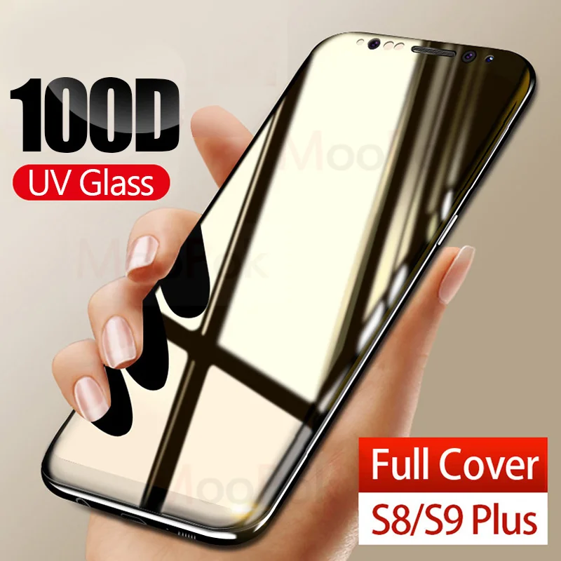 100D УФ жидкое изогнутое полное клеевое закаленное стекло для samsung Galaxy S8 S9 S10 Plus Lite Note 8 9 10 защита экрана полное покрытие