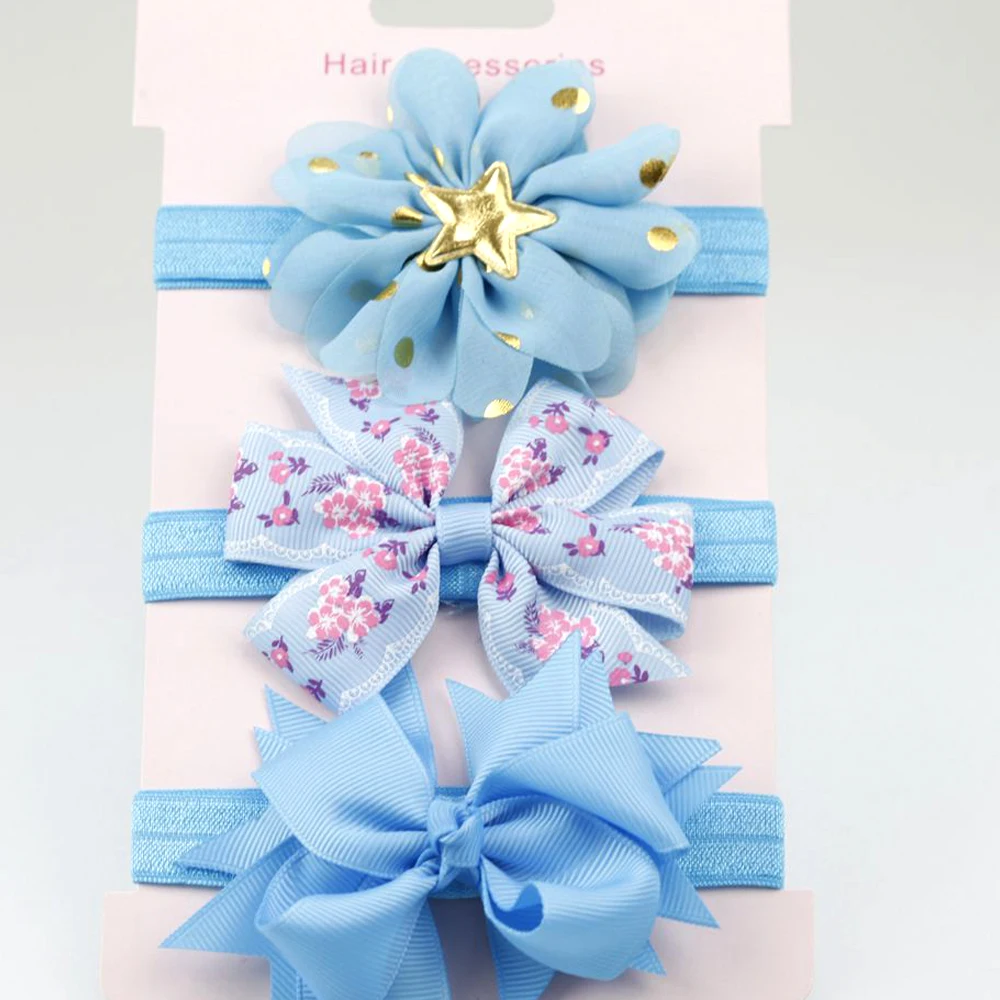 3 шт/карта шифон цветок бант повязка на голову для ребенка девушки аксессуары