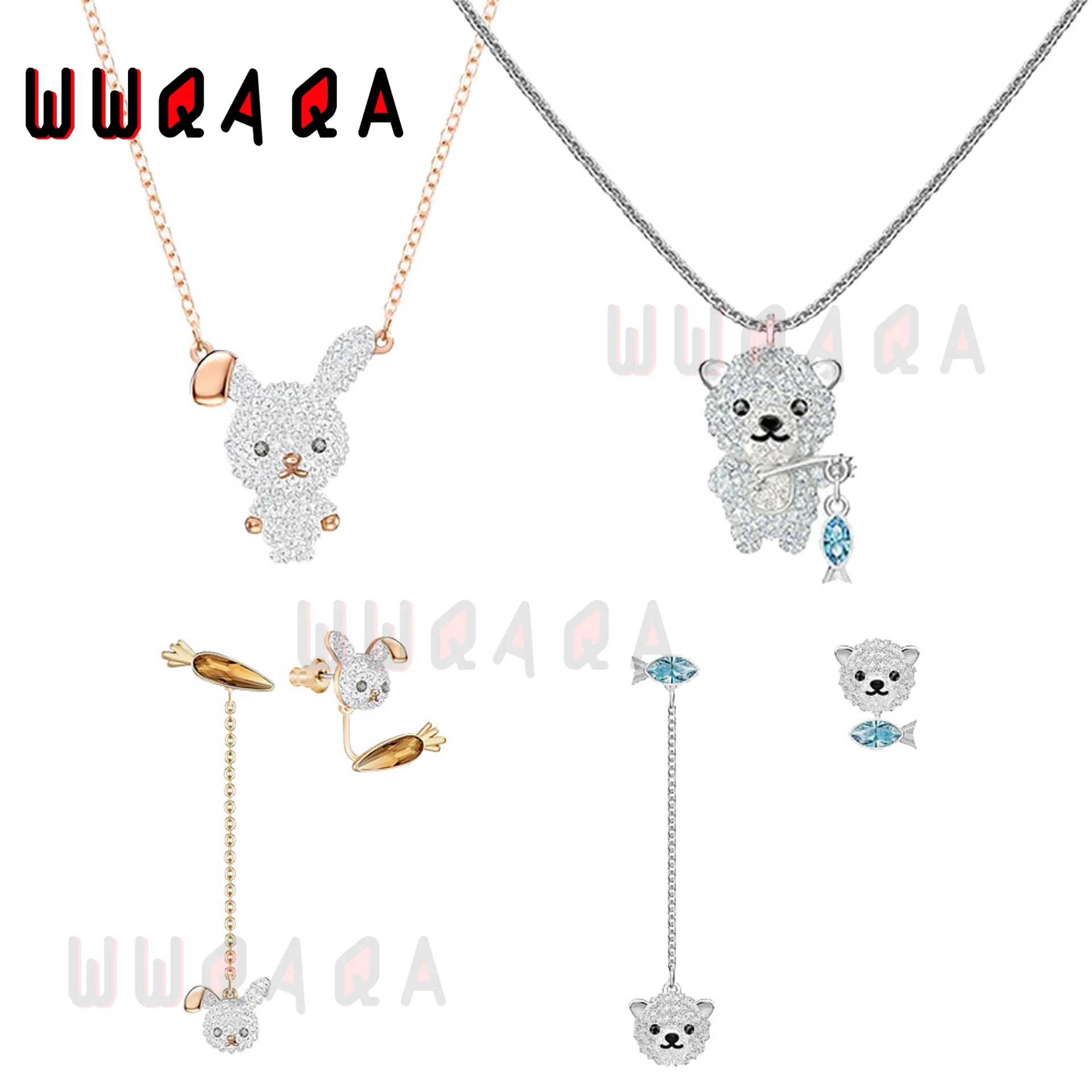 

SWA fashion women's lovely rabbit style jewelry set, women's earrings, necklaces and bracelet jewelry