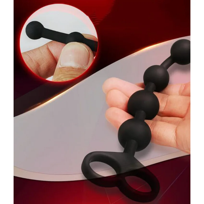 G-Spot силиконовая Анальная пробка бусины шариковая большой размер черные