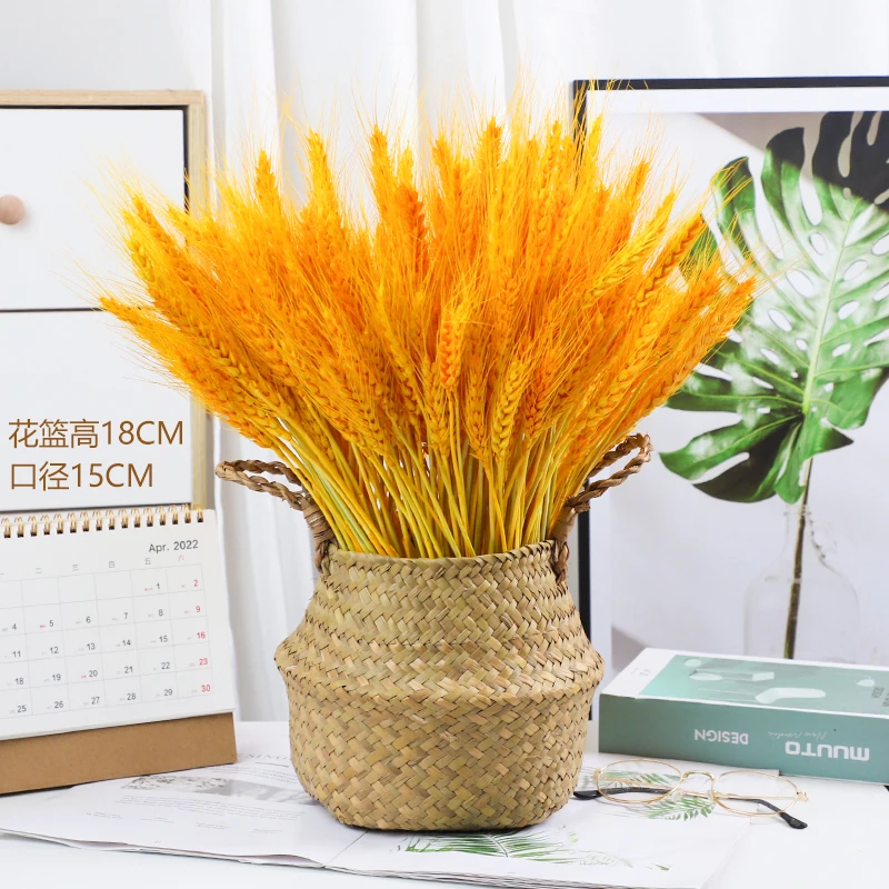 

Bamboo and Rattan flower basket, vase, flower pot,100PCS Real Wheat Ear Flower Natural Dried Flowers Bouquet Wedding Decoration