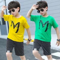 kids sets boys summer new children short sleeved t shirt pant two sets of childrens sport suit 4 12 ages clothing 10 12 years