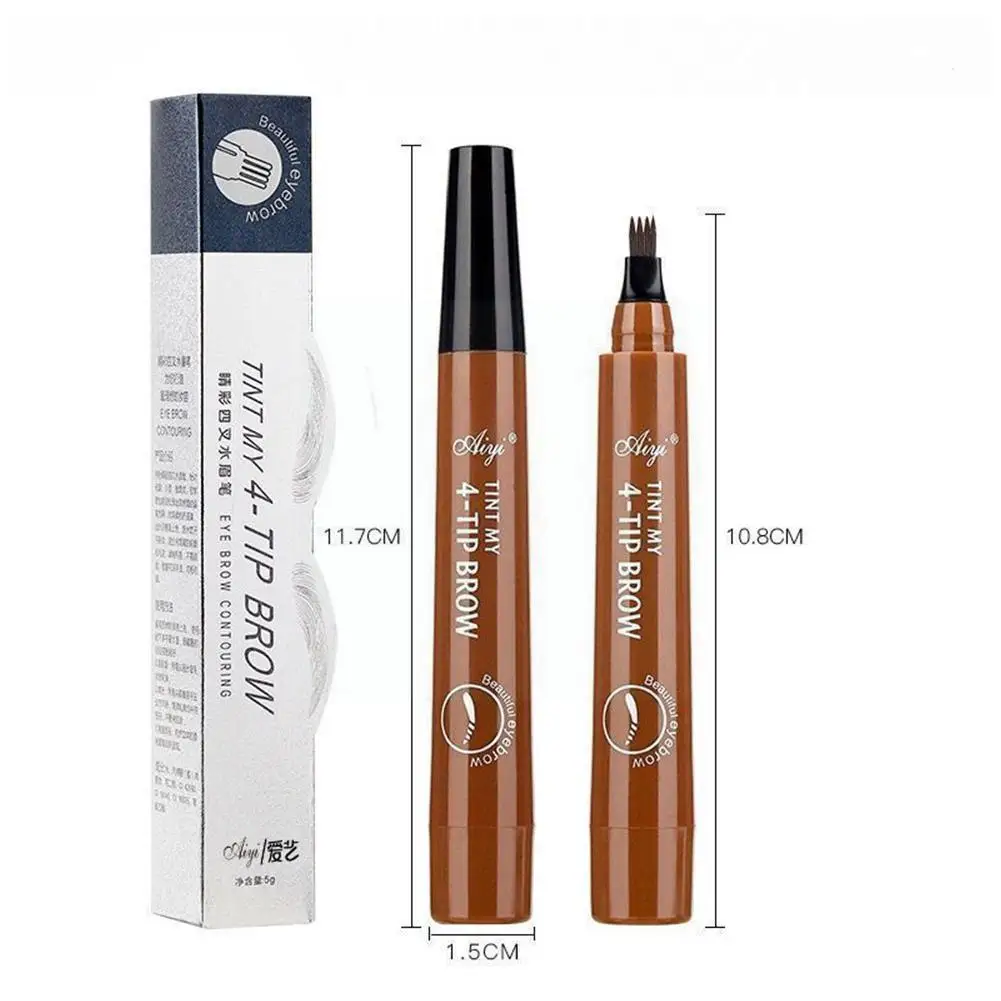 

Waterproof Natural Eyebrow Pen Four-claw Eye Brow Tint Cosmetics Makeup Eyebrow Black Brown Three Brush Pencil Colors I8t5