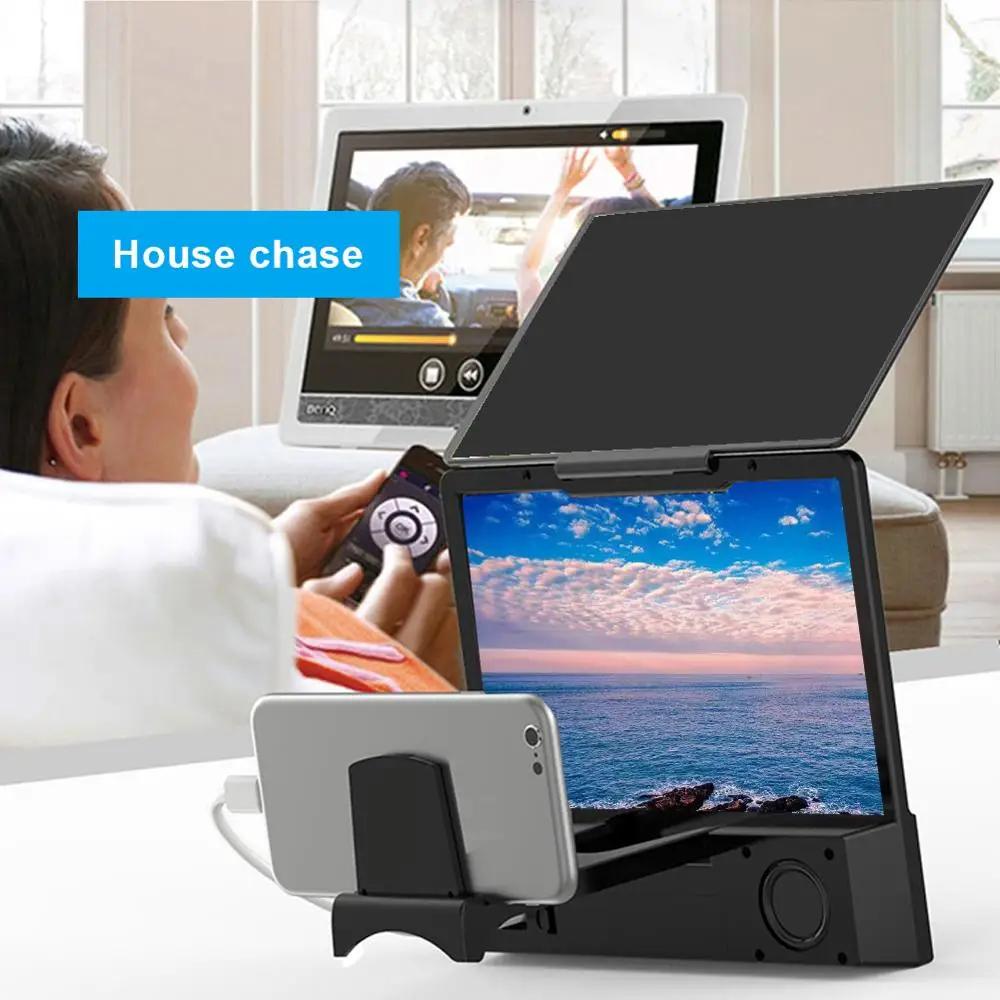 

8'' HD Moblie Phone Screen Magnifier Audio Bluetooth Connection Desktop Universal Bracket