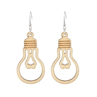 wooden light bulbs shape dangle drop earrings for women vintage wood jewelry new wholesale