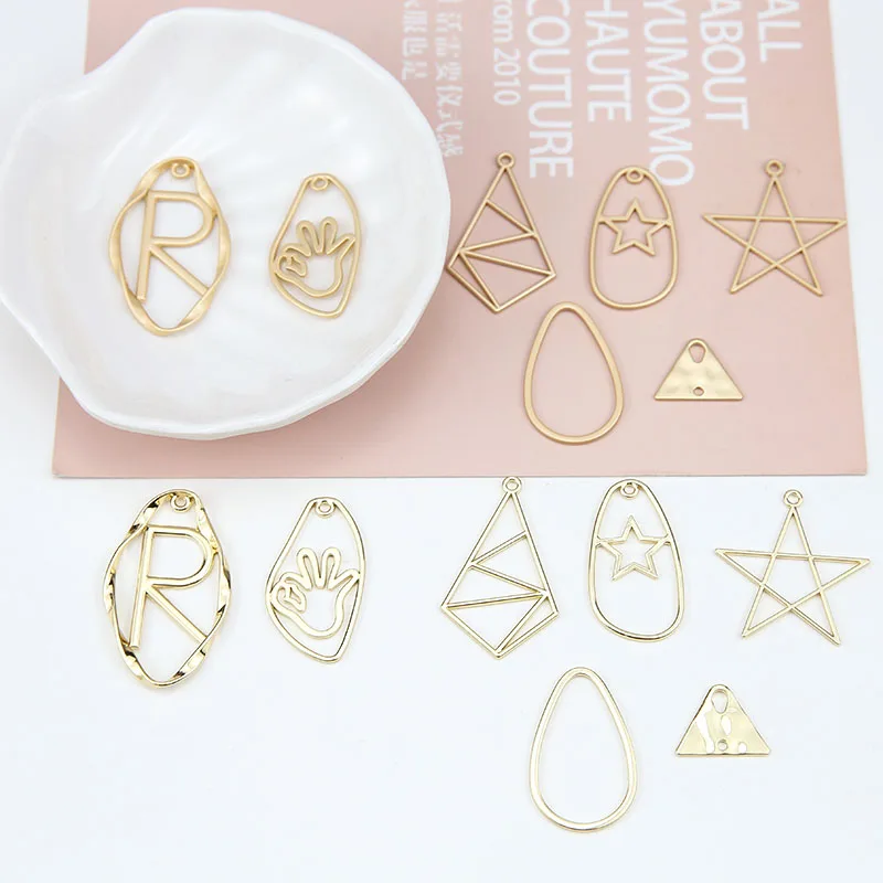 Женские асимметричные серьги в Корейском стиле 10 шт. полые из сплава со звездой