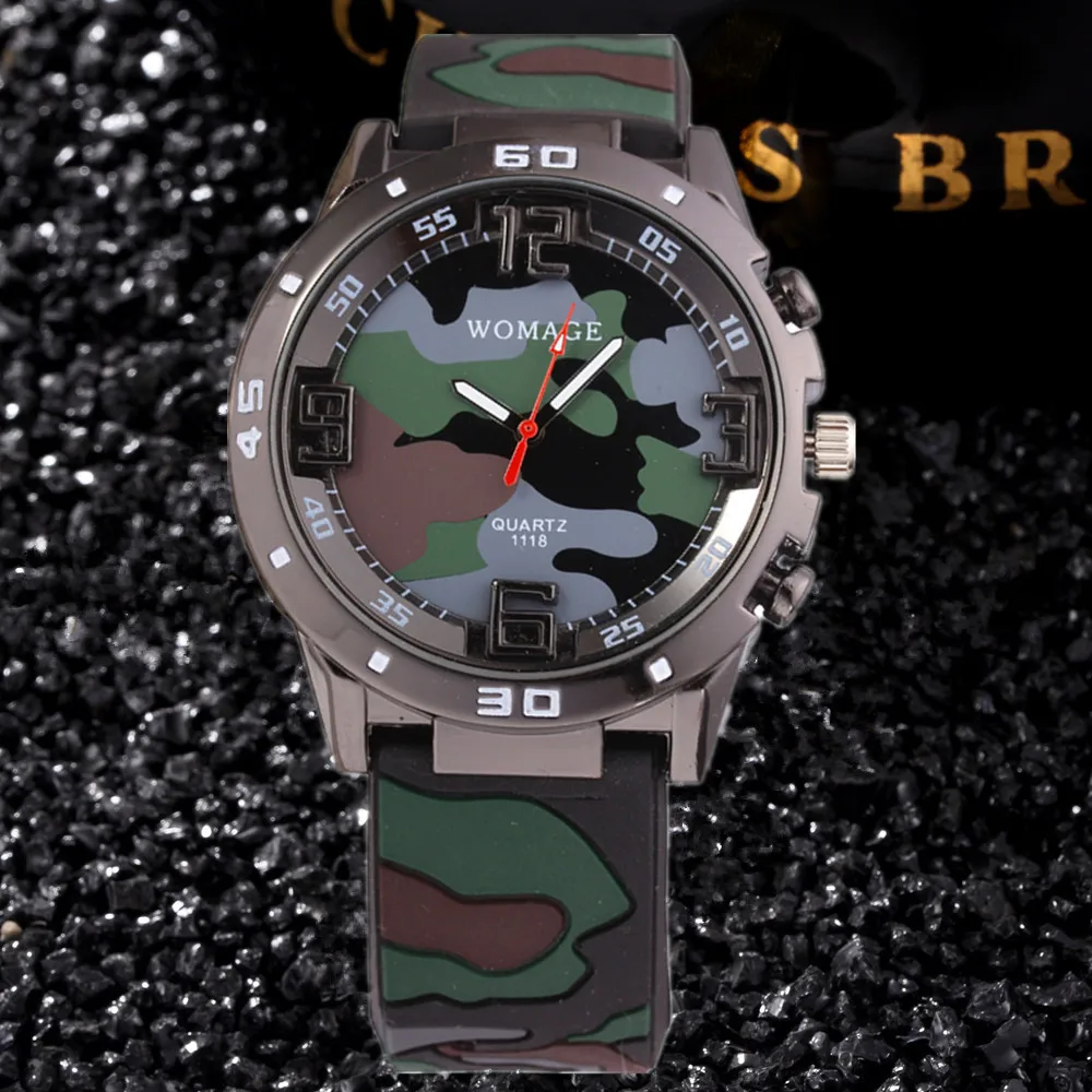 

Brand Men Clock Relogio Camouflage Military Watch Soft Silicone Boy Children Quartz Watches Sports Leisure Army Kids Wristwatch