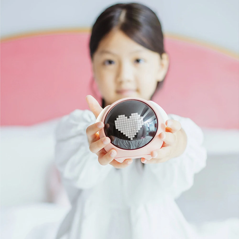 

2021 New Cute Expression Alarm Clock Multifunctional Bedside Voice Control Night Light Snooze Chargeable Child Alarm Clock