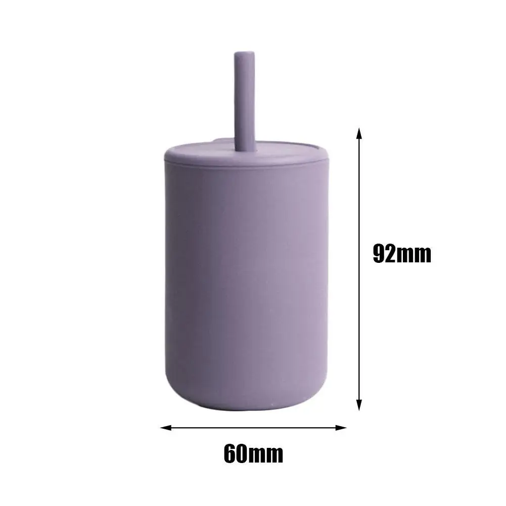 

Children's Silicone Straw Water Cup Leakproof Food Grade Feeding Cup Baby Learn To Drink Drop Resistant Training Drinkware
