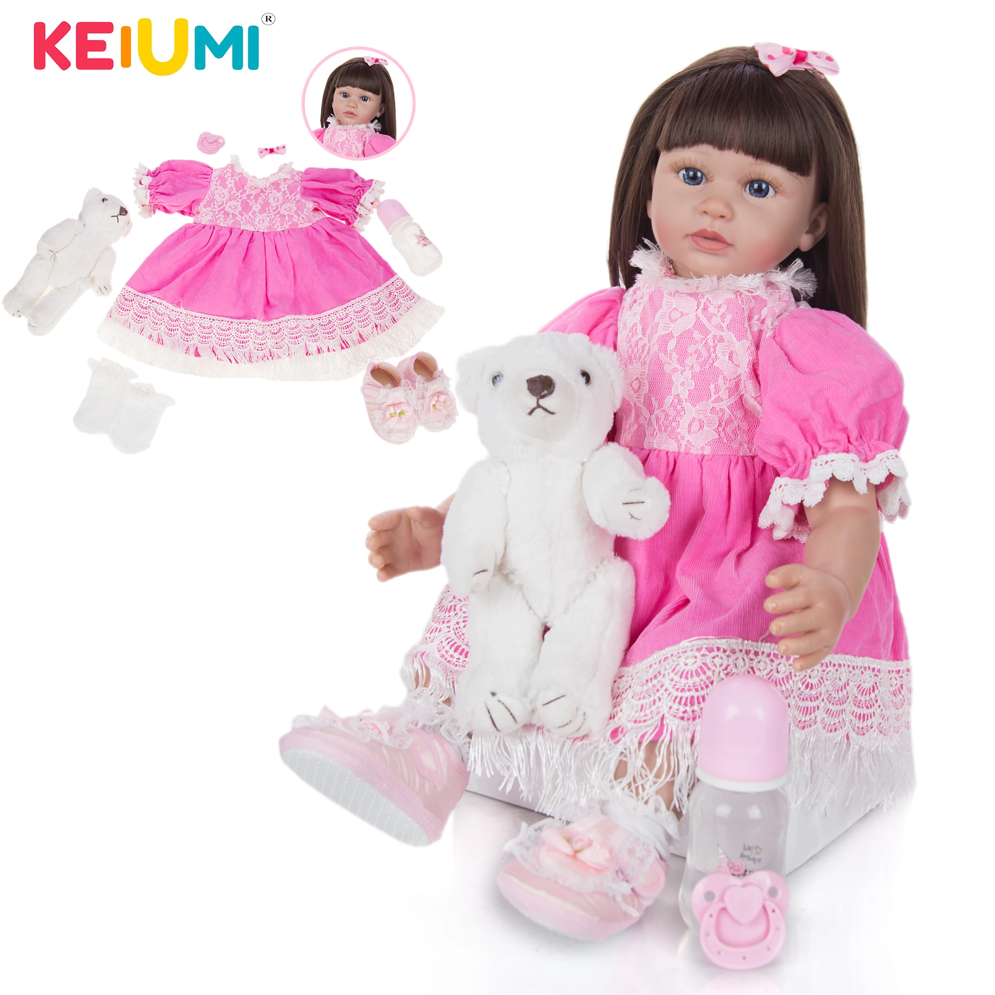 KEIUMI 24 Inch Princess Reborn Baby Silicone Dolls Soft Bebe Toys Girl Playmate Cosplay DIY Gift To Child Birthday | Игрушки и хобби