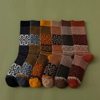 retro national style knit socks women cotton cozy breathable autumn winter socks japanese harajuku funky casual street tide sock