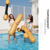 4 pieces pool inflatable floating toys set summer pool battle log rafts games portable anti slip seated canoe toy water sports