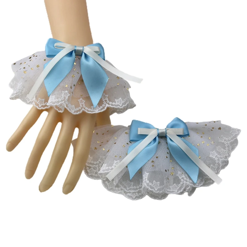 

Lolita Fake Sleeve Wrist Cuffs Ruffled Lace Star Sequins Multicolor Bowknot Cosplay Bracelet Wedding Prom Party Clothing