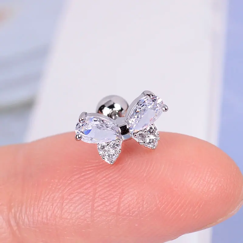 1pcs Fashion Elegant Crystal Butterfly Studs Earrings For Women Piercing Cartilage Cute Statement Korean Jewelry Gifts - купить по