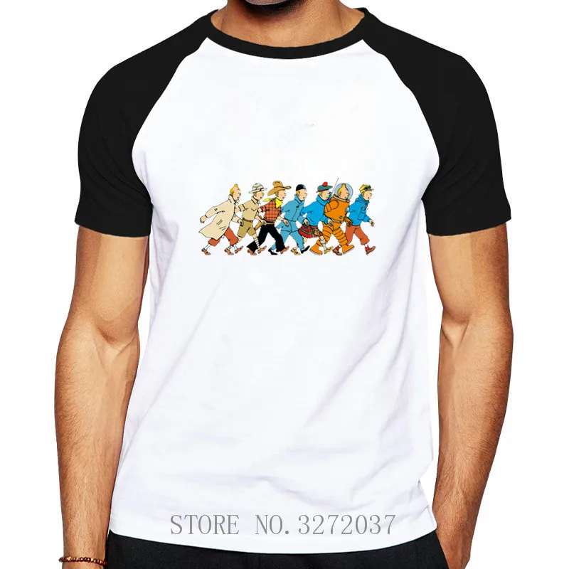 Хит лета новая популярная мужская черно белая футболка TinTin размер XS XXXL с круглым