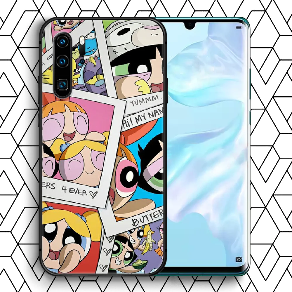 

Cartoon Cute Powerpuff Girls Phone Case For Huawei P Mate 10 20 30 40 Lite Pro Smart Z 2019 Nova 5t Black Back Painting Funda