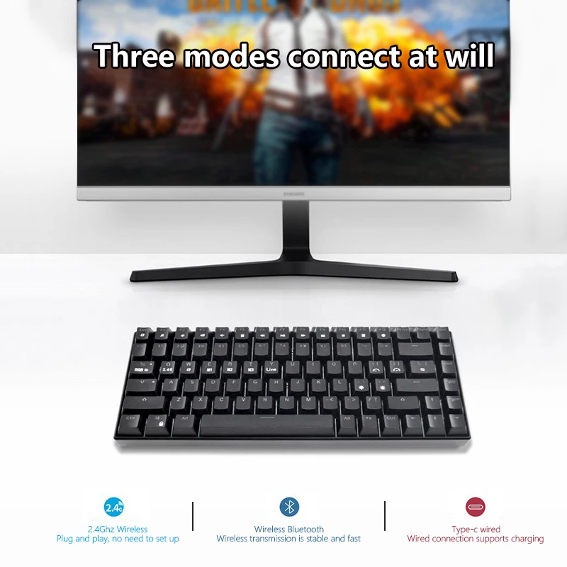 rgb mechanical gaming keyboard 60 compact 84 keys hot swappable bluetooth 5 02 4ghz wireless for mac pc tablet blueblack free global shipping