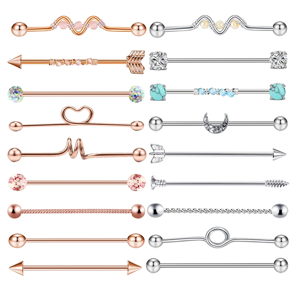 Серьги-штанги TIANCIFBYJS из нержавеющей стали для пирсинга, ювелирные изделия для прокола тела 38 мм, 1 и 1/2 дюйма, 14 г Серьги-штанги TIANCIFBYJS из нержавеющей стали для пирсинга, ювелирные изделия для прокола тела 38 мм, 1 и 1/2 дюйма, 14 г